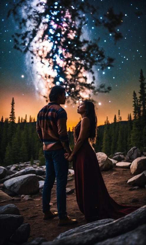 Sky, Photograph, People In Nature, Branch, Flash Photography, Happy