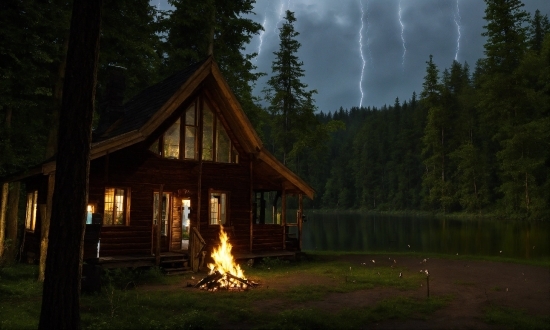 Sky, Cloud, Plant, Tree, Lighting, Lightning