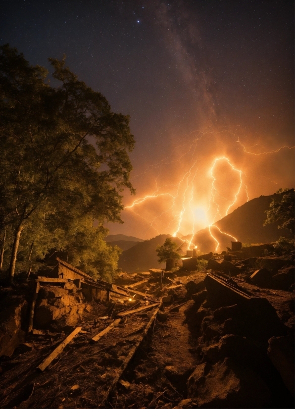 Atmosphere, Sky, Thunder, Lightning, Tree, Cloud