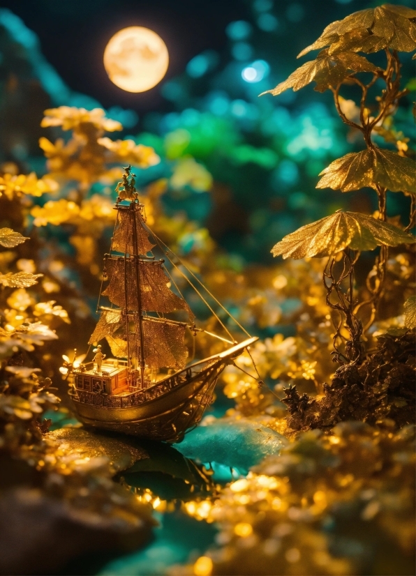 Light, Boat, Leaf, Branch, Christmas Ornament, Watercraft