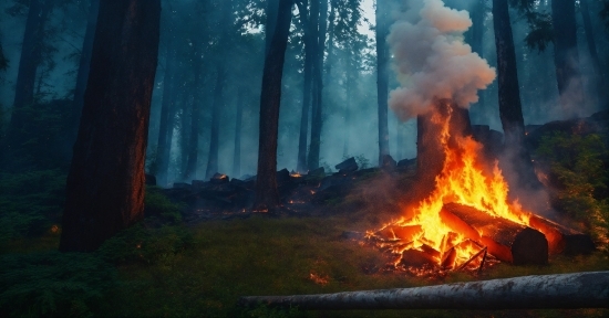 Plant, Bonfire, Fire, Tree, Vegetation, Natural Landscape