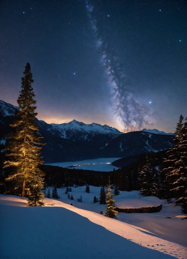 Sky, Atmosphere, Plant, Snow, Mountain, World