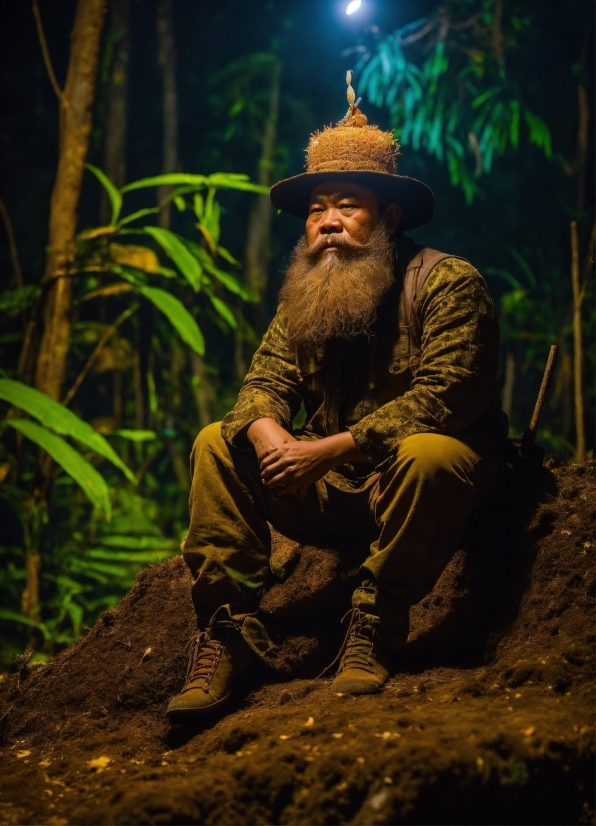 Plant, Beard, Hat, People In Nature, Lighting, Organism