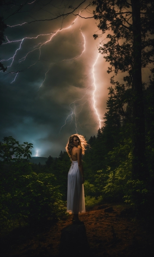 Lightning, Cloud, Sky, Plant, Atmosphere, Thunder