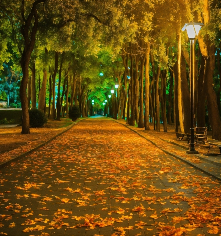 Light, Green, People In Nature, Natural Landscape, Road Surface, Natural Environment