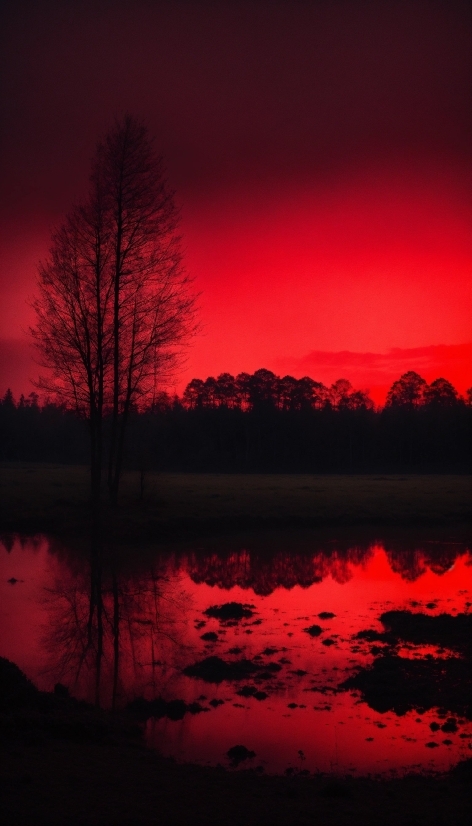 Water, Sky, Cloud, Atmosphere, Afterglow, Plant