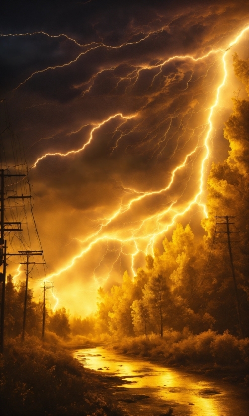 Cloud, Sky, Atmosphere, Thunder, Light, Plant