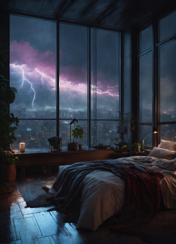 Lightning, Light, Purple, Building, Lighting, Architecture