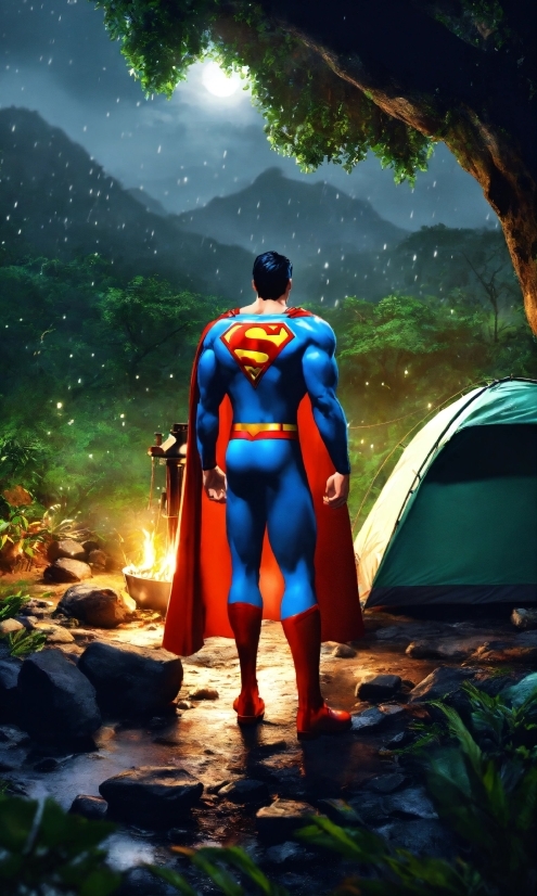 World, Cartoon, Superman, Art, Cg Artwork, Electric Blue