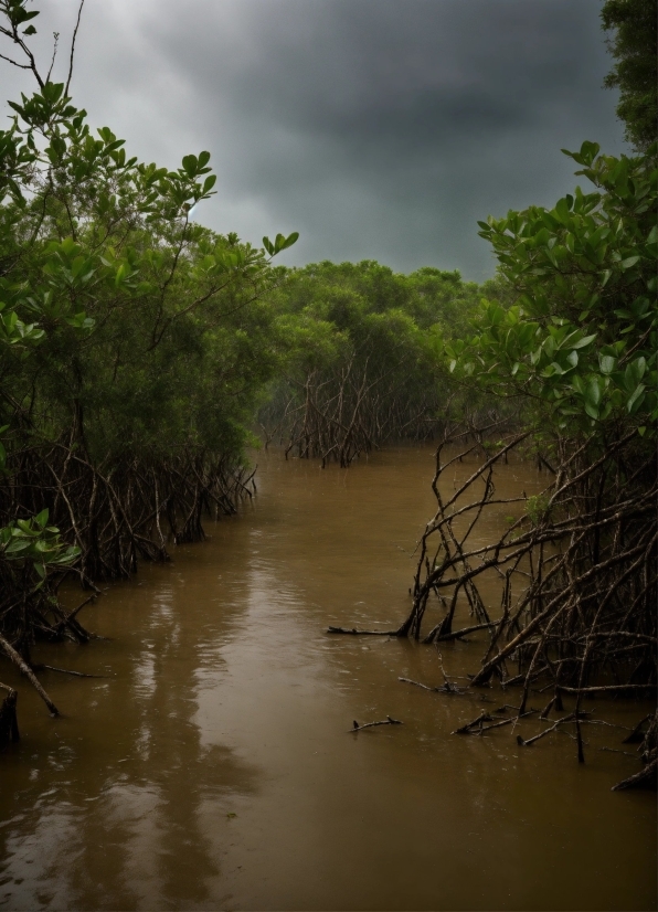 Water, Cloud, Plant, Sky, Natural Landscape, Branch