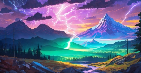 Cloud, Sky, Atmosphere, Mountain, Lightning, World