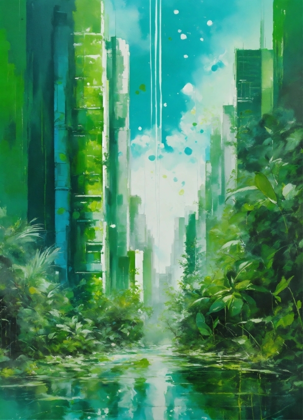 Skyscraper, Green, Botany, Plant, Paint, Natural Environment