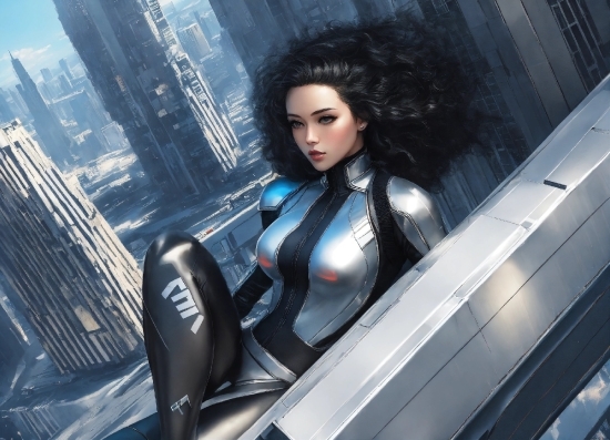 Black Hair, Skyscraper, Long Hair, Automotive Design, Electric Blue, Fashion Design