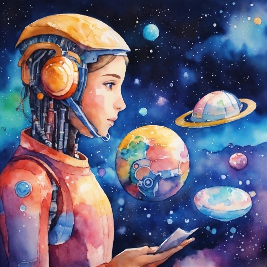 World, Astronaut, Art, Gesture, Paint, Cartoon