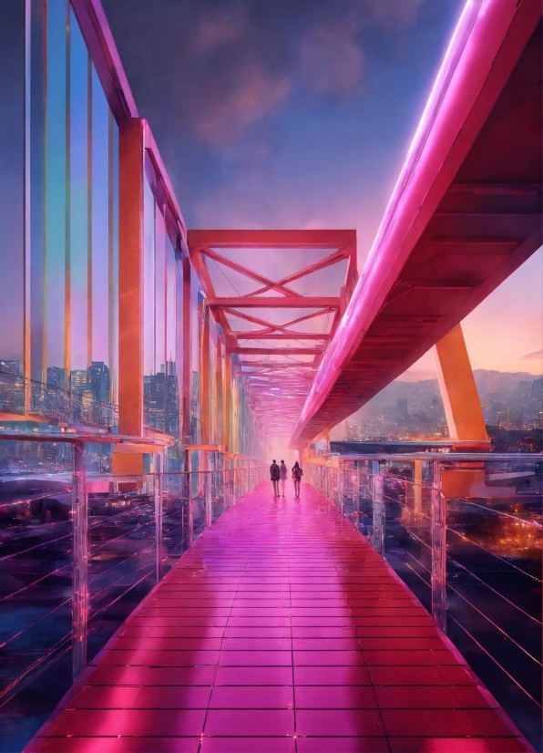 Sky, Light, Purple, Infrastructure, Water, Pink