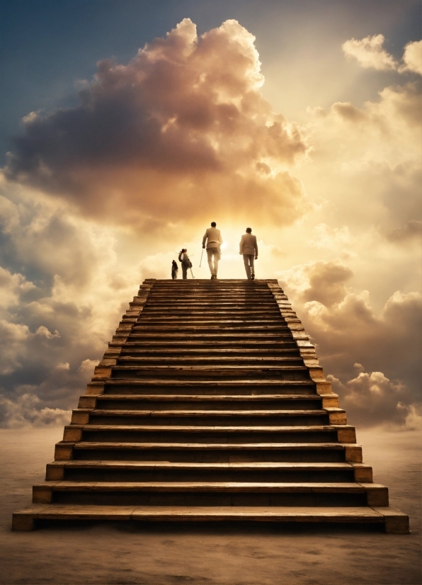 Cloud, Sky, Stairs, People In Nature, Gesture, Sunlight