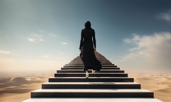 Cloud, Sky, Stairs, Flash Photography, People In Nature, Gesture