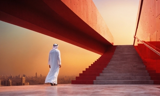 Light, Building, Stairs, Orange, Wood, Tints And Shades