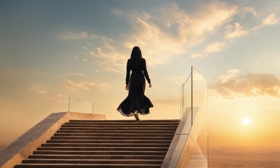 Cloud, Sky, People In Nature, Human, Stairs, Flash Photography