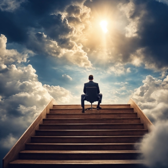 Cloud, Sky, People In Nature, Stairs, Sunlight, Happy