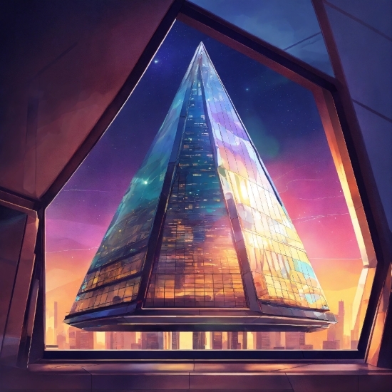 Purple, Triangle, Tower, Skyscraper, Architecture, Building