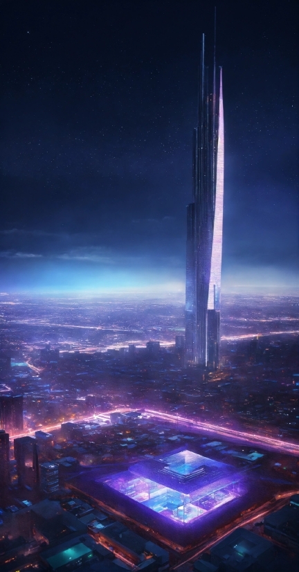 Atmosphere, Sky, Cloud, Building, Purple, Skyscraper