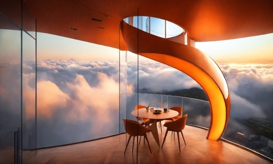 Sky, Cloud, Table, Orange, Lighting, Wood