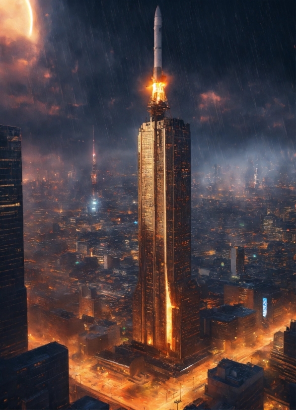 Skyscraper, Building, Atmosphere, Sky, Light, Tower