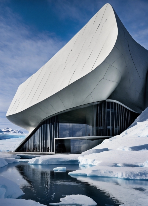 Sky, Cloud, Building, Water, Snow, Facade