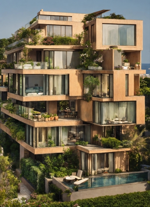 Plant, Building, Window, Sky, Tree, Tower Block