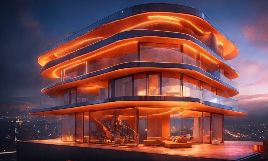 Building, Architecture, Orange, Sky, Real Estate, Facade