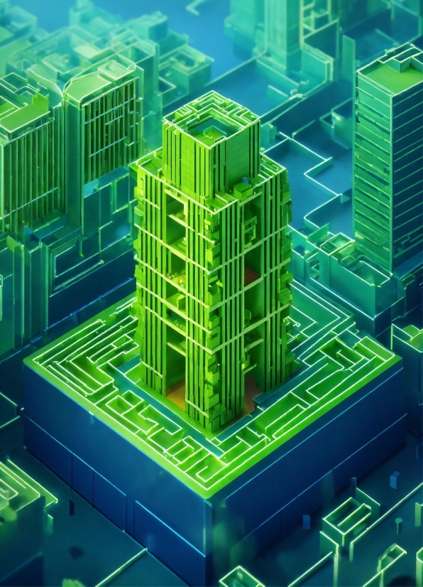 Building, Green, Light, Blue, Rectangle, Urban Design