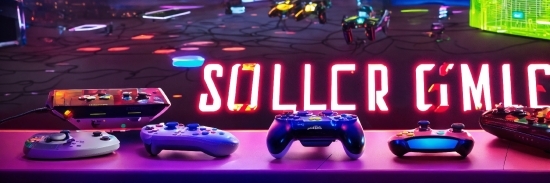 Photograph, Light, Blue, Purple, Game Controller, Font