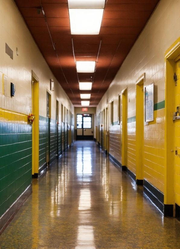 Building, Infrastructure, Hall, Fixture, Interior Design, Yellow