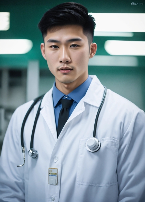 Dress Shirt, Sleeve, Collar, Stethoscope, Black Hair, Health Care