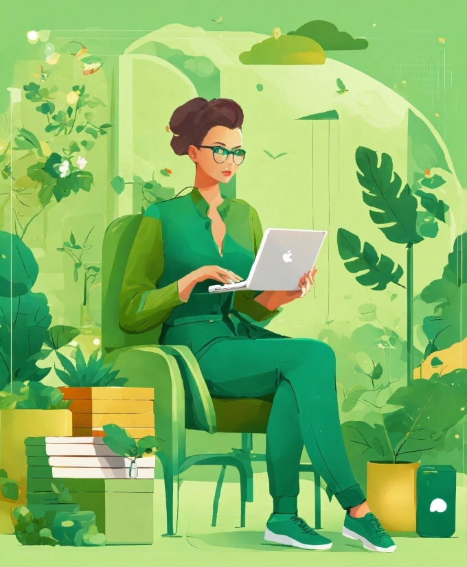 Plant, Green, Computer, Cartoon, Art, Personal Computer