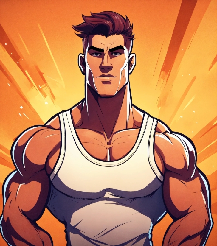 Muscle, Cartoon, Jaw, Neck, Sleeve, Gesture