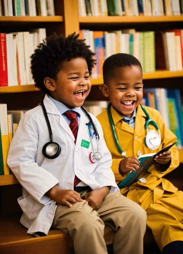 Smile, Trousers, Bookcase, Shirt, Shelf, School Uniform