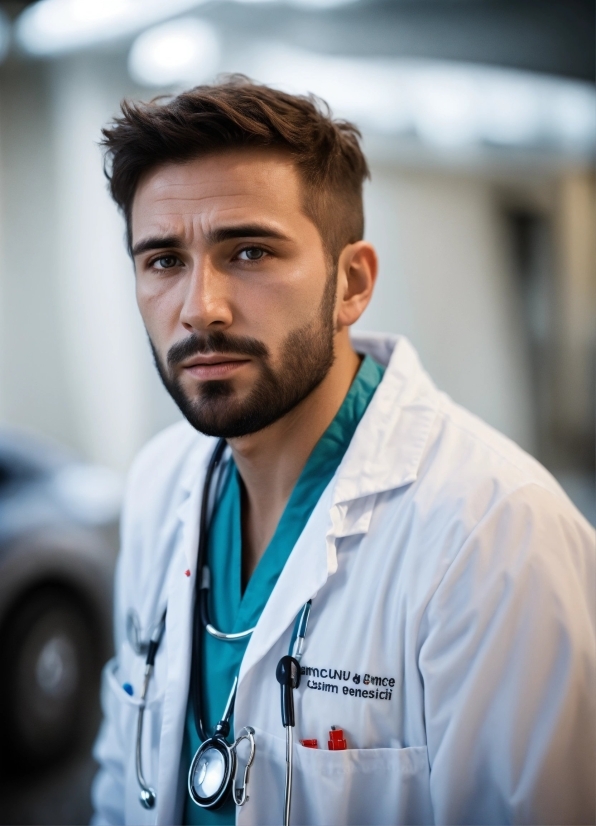 Beard, Jaw, Flash Photography, Stethoscope, Health Care, White Coat