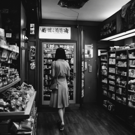 White, Building, Black, Shelf, Standing, Black-and-white