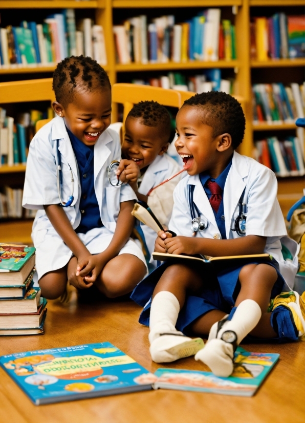 Smile, Shorts, Bookcase, School Uniform, Shelf, Happy