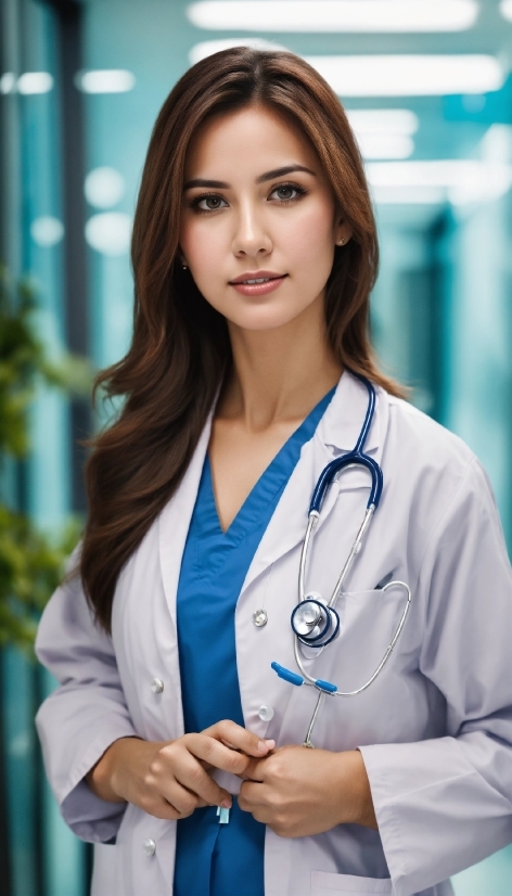 Hair, Neck, Sleeve, Collar, Stethoscope, White Coat