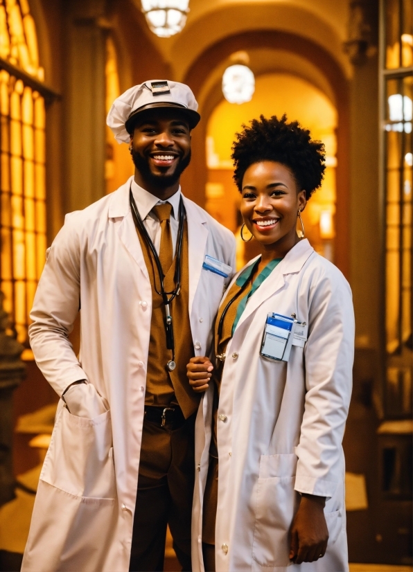 Smile, Fashion, Sleeve, Tie, Collar, Stethoscope