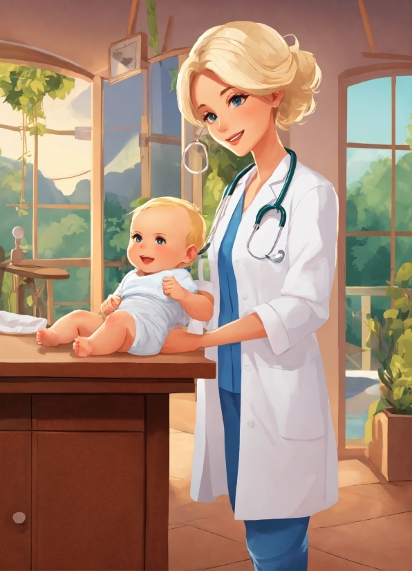 Hair, Hairstyle, Cartoon, Nurse, Plant, Stethoscope