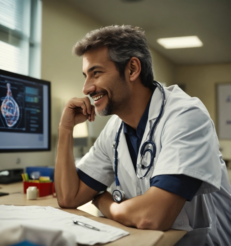 Watch, Smile, Table, Computer Monitor, Computer, Peripheral