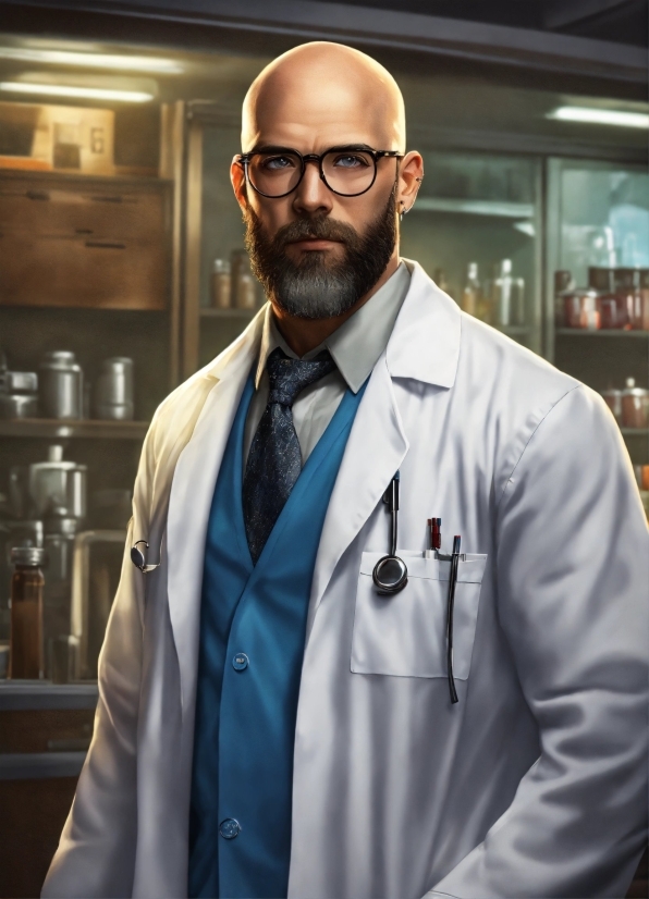 Vision Care, Dress Shirt, White Coat, Sleeve, Beard, Health Care