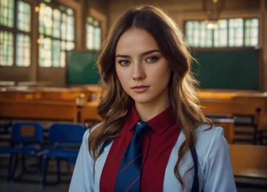 Lip, Window, Dress Shirt, Tie, Collar, Eyelash