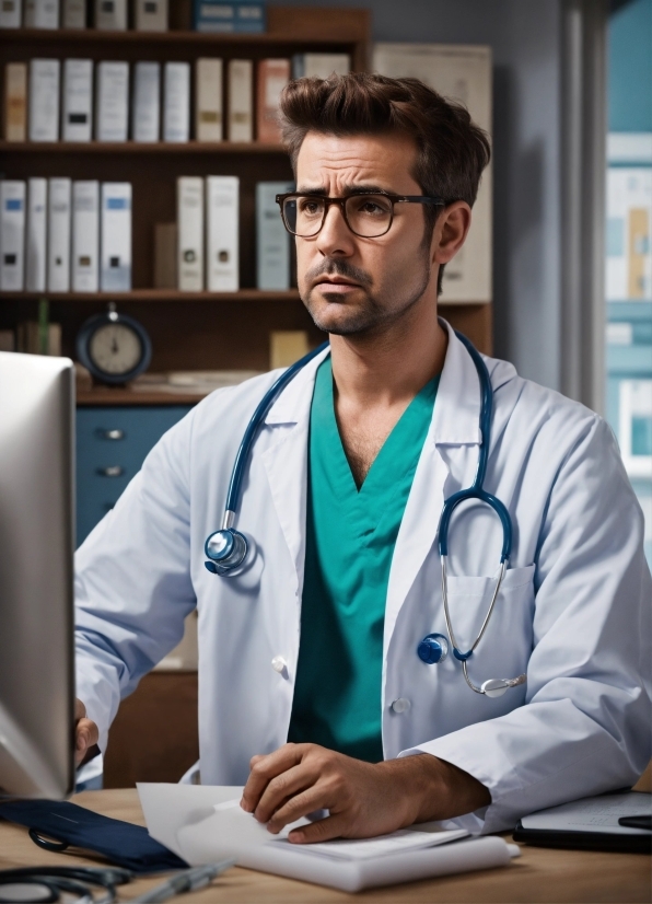 Glasses, Vision Care, White Coat, Personal Computer, Computer, Computer Monitor