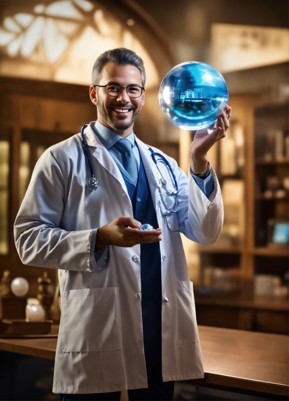 Smile, Purple, Gesture, White Coat, Tie, Flash Photography