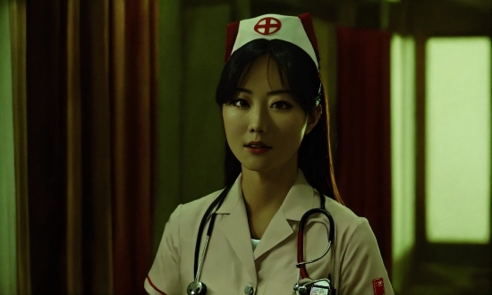 Cap, Stethoscope, Uniform, Curtain, Event, Bangs